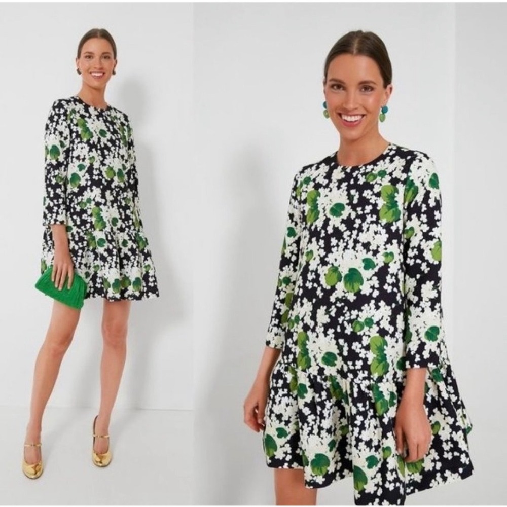 Tuckernuck Noir Hydrangea Blooms Pierce Dress XXL Floral Long Sleeve Mini